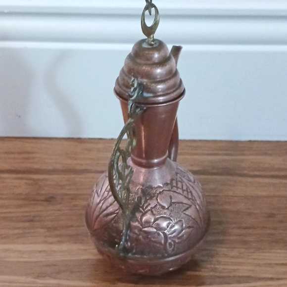 Vintage Aftaba Copper Teapot with Brass Handle Arbian Middle Eastern - Picture 4 of 6